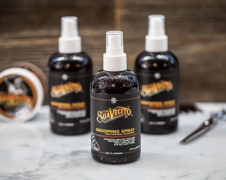 продукти за коса Suavecito. тоник за коса, солен спрей, спрей за стилизиране, мъжка прическа